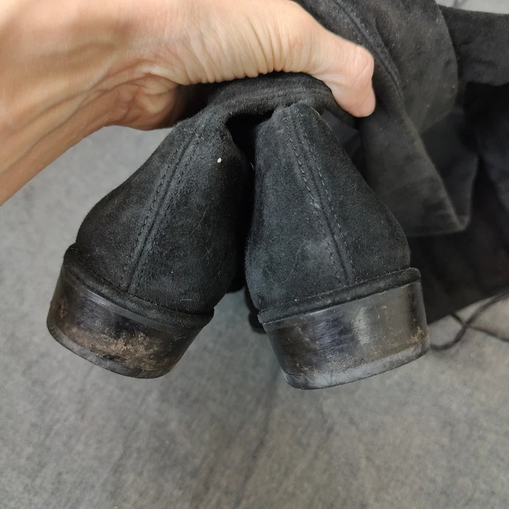 Stuart Weitzman Lowland Womens Boots 8 Black Suede Over The Knee Flat Minimalist